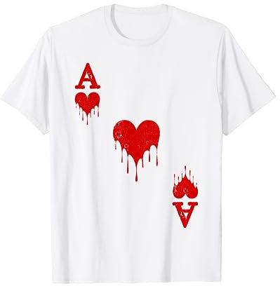 Kartenspiel Karneval Kostüm vintage Spielkarte Herz Ass T-Shirt