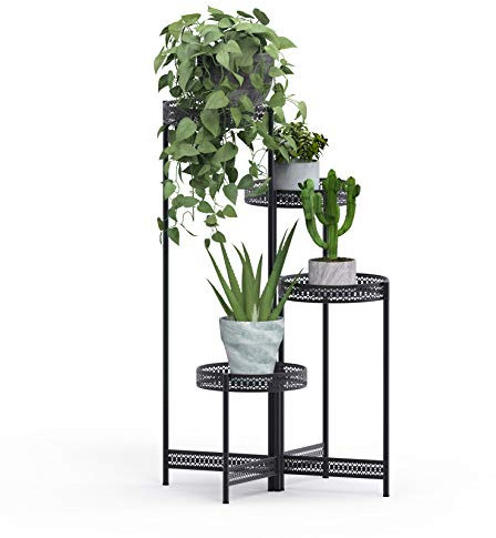 unho Pflanzenregal aus Metall, Blumenständer mit 4 Ebenen, Dekoregal für Innenbereich, 53×90cm