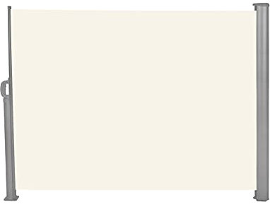 vanvilla Seitenmarkise 200x300 cm ausziehbar Sichtschutz Terrasse Sonnenschutz Terrasse Windschutz Terrasse Seiten Markise Boden- oder Wandmontage Balkon Sonnenschutz Grau/Beige