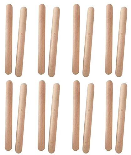 Faderr 8Pairs Classical Wood Claves, Instrument Rhythm Sticks, Musical Wooden Tap Sticks, Natural Hardwood Percussion Rhythm Sticks Music Stick Gift