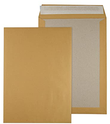 Papprückwandtaschen Versandtaschen B4 C4 | braun oder weiß | diverse Formate | mit oder ohne Fenster (B4 250x353 mm, 25 Stück, braun - ohne Fenster)