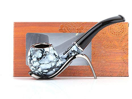 SlimpleStudio Tabakpfeife Retro Acryl Durable Harz-Pfeife Tabakpfeifen Zigarren Geschenk Durable Rauchen Werkzeuge 1pc-schwarz Pfeife (Color : Silver)