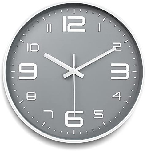 Frasheng Orologio da parete 30 cm Moderno, Silenzioso, Circolare Facile Lettura per Casa Ufficio Cucina - Alimentato a Batteria