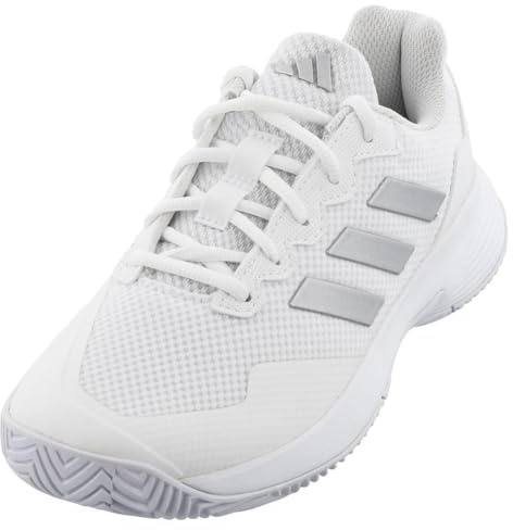 adidas Women's GameCourt 2 Sneaker, White/Silver Metallic/White, 7.5