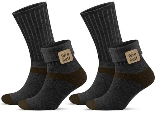GoWith 2 Pairs Women's Alpaca Wool Turn Cuff Crew Socks | Premium cosy alpaca wool. Versatile turn-over cuff. Vibrant colours for winter warmth. Ideal 2-pair ladies' gift set.