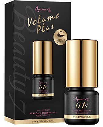 Volume Plus Negro Pegamento Adhesivo 0.1 Segundos de Secado Rápido para Extensión de Pestañas Pelo a Pelo 2ml Beauty7