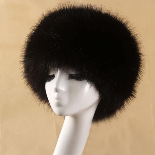 Damen Fellmütze Pelzmütze,Wintermütze Damenmütze Kunstfell Kunstpelz Mütze Klassische russische Kosakenmütze Beanie Mütze Winddichte Plüsch Warm Hut Fellmütze für Reisen,Skifahren,Wandern,Schwarz #1