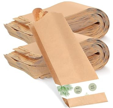 DeinPack Lot de 1000 sacs en papier kraft marron 3 kg | 18 x 40 + 5,5 cm | Pochettes à pâtisserie | Sacs à bonbons | Sacs en papier kraft | Sacs à pain | Durable