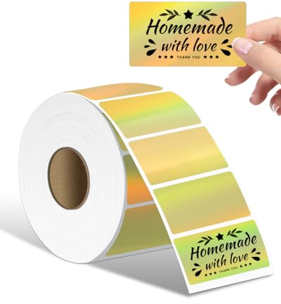 Phomemo 57 mm * 32 mm （ 2.25 * 1.25）Holographic thermische Etiketten, Aufkleber-Etikett, direktes thermisches Etikett für Dankeskarte, Logo, Name, Preis, Adresse, QR-Code, 500-Etiketten