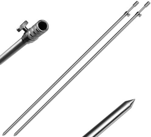 A&N 2 Stück Rutenhalter Bankstick Alu 75-120cm 9.5/6mm Chrome