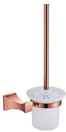 QTANZIQI Chrome Screw Wall Mounted Toilet Brush Holder with Glass Cup Toilet Cleaning Brush Toilet Polished WC Brush Holder Toilet Plunger Bathroom Accessories (Color : Rose Gold) silk pillowcase