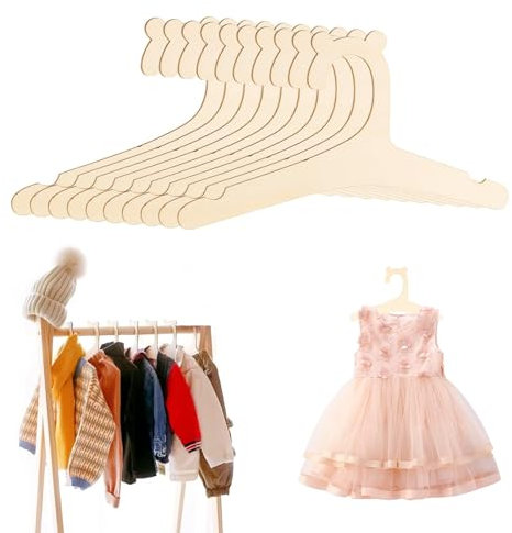 10 Stück Kinderkleiderbügel Baby Kleiderbügel aus Holz - Holzbügel für Kinderkleiderbügel, rutschfest Babykleiderbügel, Babykleidung BüGel für Kleidung, Hosen, Spielzeug