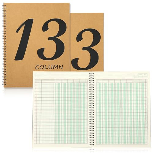 3 Stück 13 Spalten Buch, 21,6 x 27,9 cm, Spaltenblock, Säulenblock, 13 Spalten, hochwertiger Analyseblock, Kraftpapiereinband, 100 Seiten für den persönlichen Gebrauch, kleine Unternehmen (50 Blatt)