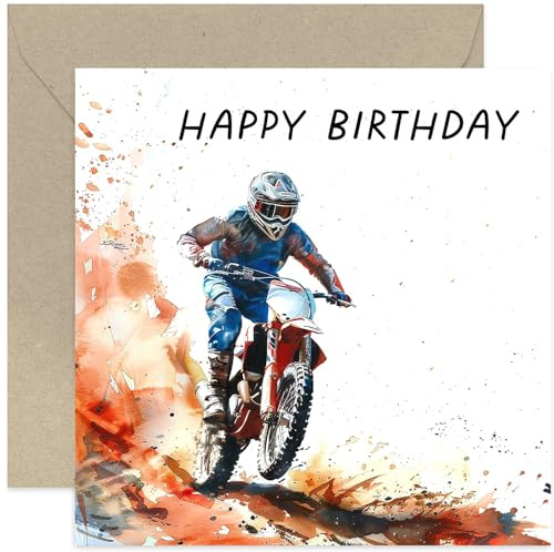 Motocross-Geburtstagskarte für Sie und Ihn, Motorsport, Geburtstagskarte für Männer und Frauen, Motorrad-Sport-Grußkarte für Jungen, Neffe, Sohn, Onkel, Vater, Ehemann