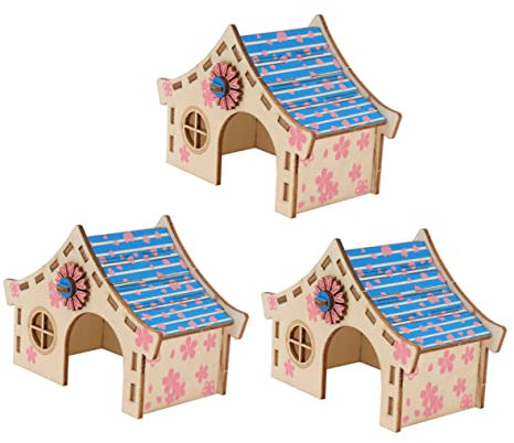 BESPORTBLE Hamsterhaus Wooden Villa Aus Naturholz Mit Kauspielzeug Trainingsspielzeug Für Hamster Und Kleine Kleintiere Ruhehaus Für Haustiere Und Bewegungsspiel