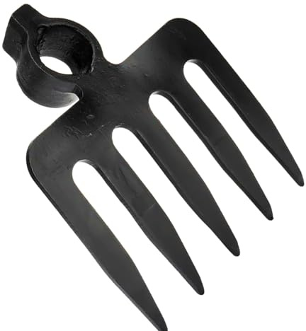 Bricoloco Rastrillo agrícola y construcción. 5 Puntas Forjado de una Sola Pieza Profesional para Remover Grava y esparcir Tierra, Grava, Cemento, Arena o Piedra