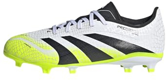 adidas Unisex Kinder Predator League Firm Ground/Multi Ground Football Boots Kids, Cloud White/Core Black/Lucid Lemon, 31 EU