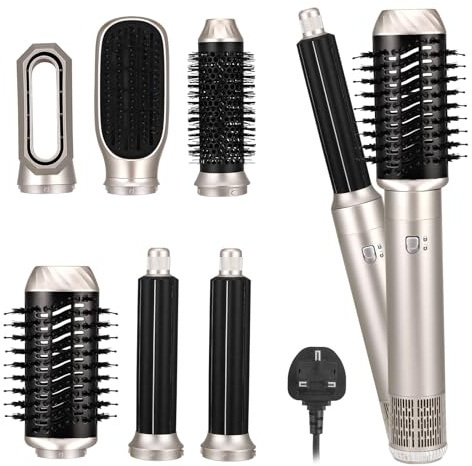 Hair Styler, 6 in 1 Magic Air Styler, Hot Air Brush & Negative Ionic Hair Dryer with Auto Air Hair Curlers, Hot Air Comb for Fast Drying, Styling, Volumizing, Curling, Straightening, for All Hair Type