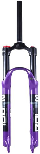 MREGLHUI Forcella Ammortizzata MTB,Lega di Alluminio,Ammortizzatore Ad Aria Compressa,Forcella Anteriore per Mountain Bike XC,Escursione 100 Mm,QR 9 Mm,Tubo Dritto 28,6 Mm,Blocco Manuale,Viola,29in