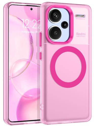 VENINGO Coque Telephone Magnétique Antichoc pour Xiaomi Redmi Note 13 Pro+ 5G Compatible avec MagSafe Fuchsia Mat