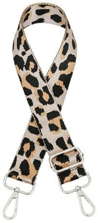 Blausky 1 tracolla con motivo leopardato, cinghie da tasca per il cambio, lunghezza regolabile, accessorio per borsa, tracolla colorata, tracolla larga 3,8 cm, per borsa da trasporto, beige S