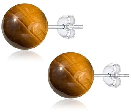 8mm Natürliche Malachit Ohrstecker für Frauen Mädchen, Grün Runden Edelstein Kugel Perle Ohrringe Hypoallergen 925er Silber Schmuck Geschenk für Geburtstag Schulabschluss