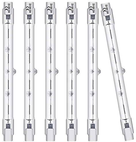 BROTOU 6er halogene R7s-glödlampa 118 mm, 230 W, dimbar, 220-240 V, 4480lm, 2800K, varmvit, J-typ för arbetsljus, säkerhetsljus, landskapsljus, golvlampa
