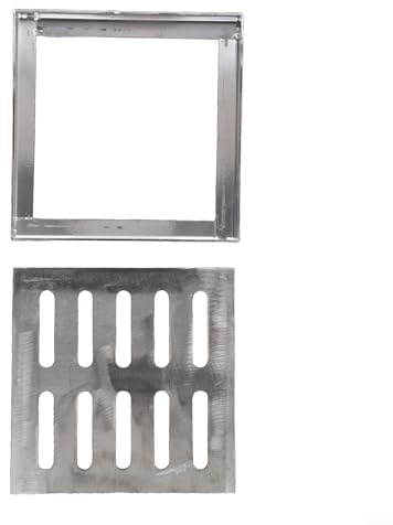 Zoegneer Grille d'évacuation de sol en acier inoxydable avec cadre carré pour cour, terrasse, jardin (150 x 150 x 20 x 2 mm)