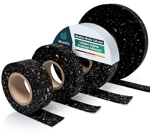 diconfa Terrassenpads Rollen - BREITE: 40mm / 50mm / 60mm / 80mm / 100mm / 150mm - Dicke: 3mm bis 10mm - LÄNGE: 1 bis 10m ==> 60 x 10000mm x 3mm, 1 Stück - Gummimatte Bautenschutz-Matte