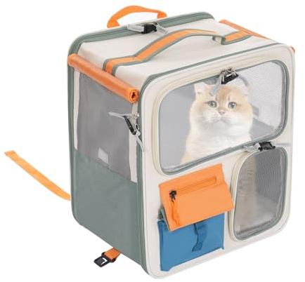 YUNRUX Haustier Transporttasche mit Rollen 37*27*42cm Tiertransport Rucksack Tragfähigkeit 12.5kg Katzen Transporttasche herausnehmbare Trennung Transportbox für Haustiere Hunderucksack Katzenrucksack