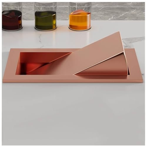 Poubelle Encastrée avec Couvercle, Poubelle De Comptoir en Acier Inoxydable, Poubelle De Recyclage Intégrée, Poubelle Encastrée dans Un Meuble De Cuisine, Poub,Rose Gold-Single lid