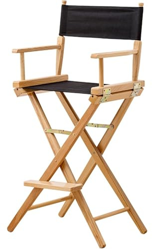 Regiestuhl Klappbarer Regiestuhl Aus Holz, Klappstuhl, Maskenbildner-Stuhl Für Künstler, Schminkstuhl Rigiestuhl Hoch Für Studio, Bar, Camping, Reisen, Angeln, Garten