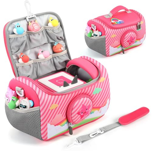 Jaffzora Tragetasche passend für Toniebox 1&2 Starter-Set, Aufbewahrungstasche, kompatibel mit Tonies Figuren, Kopfhörern und Zubehör, Rose, Taschen-Organizer