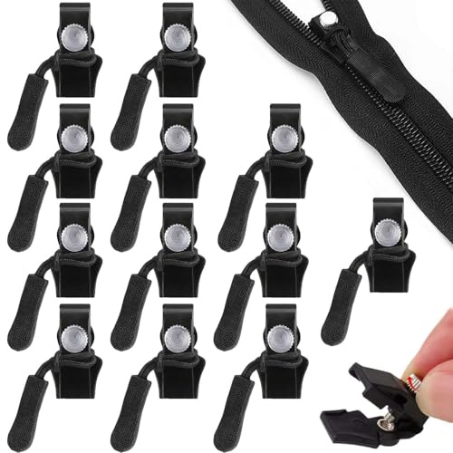 Curseurs Fermetures Eclair Clipsables 12 Pièces Miaherry Fermetures Eclair Durables - zip fermeture eclair Kit Réparation Fermeture Eclair pour Vestes Manteaux Valises Jupes Robes
