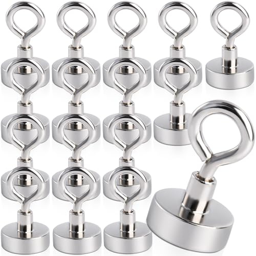 FPMYB 16 Stück Magnethaken Extra Stark 10KG Magnet Haken 20mm Neodym Magnethaken, Magnetische Haken Ösenmagnet Magnet mit Haken für Kreuzfahrt Grill BBQ Küche Kühlschränke Gadgets Eisentüren Büro