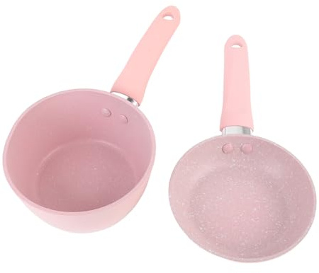 Ausla Juego de Sartén Antiadherente de Aleación de Aluminio y Cacerola Lechera Sartén Ligera para Cocinas de Inducción con Desmontable Pico Vertedor Fácil de Limpiar