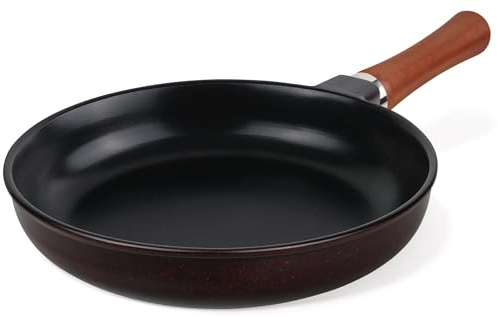 VanlonPro 10-inch Pure Ceramic Frying Pan Skillet - Non-Toxic, PFOA/PFAS/PTFE Free, No Chemical Coating - Healthy Cooking - Solid Wood Handle (Black)