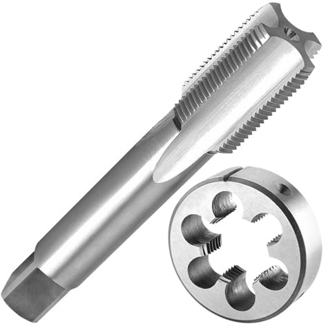 PFXNGMS Juego de machos y terrajas de 3/4-18 UNS, Mano Derecha, machos de Rosca a máquina de 3/4 x 18 UNS, terrajas Redondas, grifos mezcladores para tuberías de Agua, grifos