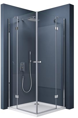 doporro Eck-Duschkabine Eckdusche 100x120x190cm Glasdusche inkl. Duschtasse | Duschabtrennung mit Doppeldrehtür | ESG-Sicherheitsglas in Klarglas | inkl. Easy-Clean-Beschichtung | Ravenna01K