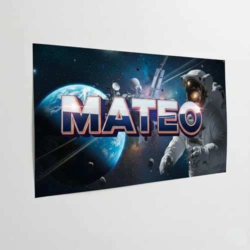 Póster personalizado nombre niño espacio astronauta cartel mural planeta Terre deco habitación niño o adolescente universo galaxia estrellas cohete regalo personalizado cumpleaños Navidad cartel