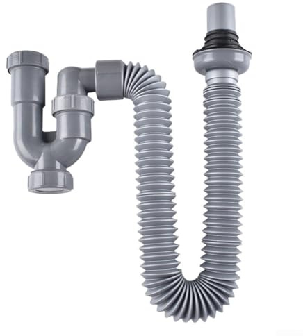 Basin Drain Pipe, U-Shaped Anti-Odour Drainage Pipe for Bathroom Washbasin Sink High Quality S-Bend Expansion Waste Pipe Fitting(gray)