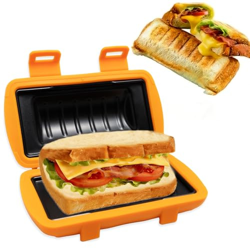 Mini Microwave Toastie Sandwich Maker, Microwave Sandwich Maker with Removable Non-Stick Plates,Panini Press & Grilled Cheese,Quick Cooking and Easy Cleaning, Maker for Home Kitchen,Office,Dormitory