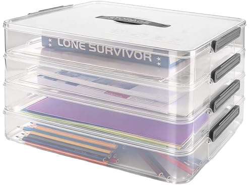 LDXDRU 4-Stöckige Aufbewahrungsbox mit Deckel, Kunststoff-Aufbewahrungsbox mit Tragegriff Stapelbare Aufbewahrungsboxen für Bastelarbeiten Bastelmaterial,Nähkasten,Sortierbox, Aufbewahrung(weiß)