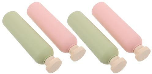 PACKOVE Lot de 4 Flacons de Shampoing Rechargeables 260 Ml en Plastique PE Souple Vert Avocat Bouteilles de Voyage Anti-Déformation avec Bouchon à Clapet Dosage Précis pour Gel et
