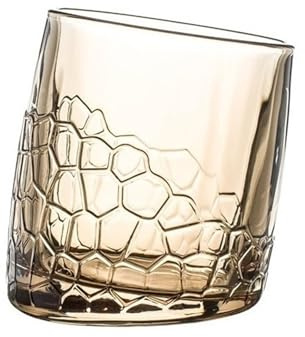 CJHFR472SG Elegante Vasos for beber con borde inclinado y relieve, 9 oz, transparentes, sin tallo, plomo, for whisky, for el hogar, bar la fiesta Cristalería(Amber)