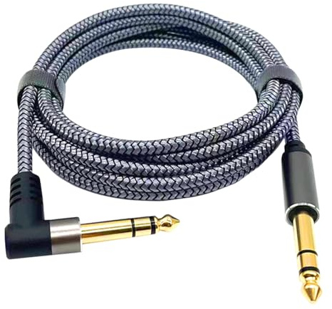 6.35mm to 6.35mm Guitar Cable, 1m or 2m Professional Copper Wire Jacks Instrument for Electric Guitar Straight Angle Guitar Cable