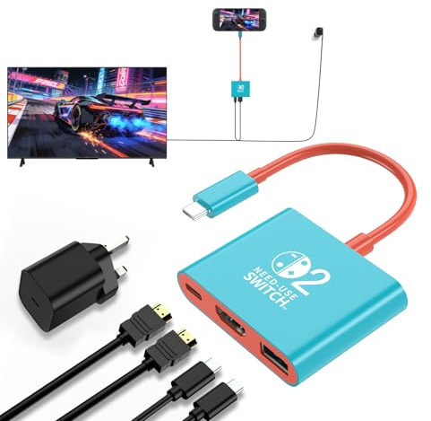 Switch 2 Dock with 60W Charger and HDMI Cable, Official replacement for the NS2 Dock with 4K/60Hz HDMI 2.0, PD 100W & USB 3.0, Portable Docking Station for Nintendo Switch 2 (2025), Switch 1 and OLED
