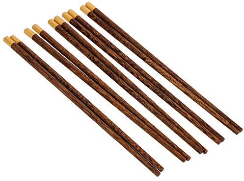 Eminchu Palillos de Estilo Chino, Juego de Vajilla de Madera Hecha a Mano, Palillos Hechos a Mano de Caoba, Ideal para la Familia y el Personaje de la Suerte Grabado (Caja de regalo de madera de
