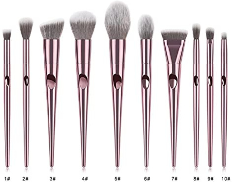 Makeupborstset 9 delar av naturlig grund, högupplöst professionell sminkborste set professionell