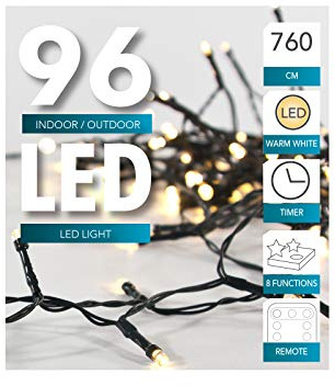 Led Lichterkette Batterie 24 48 96 mit Timer und teilweise mit Fernbedienung grünes Kabel für innen und außen (96er + fernbedienung)